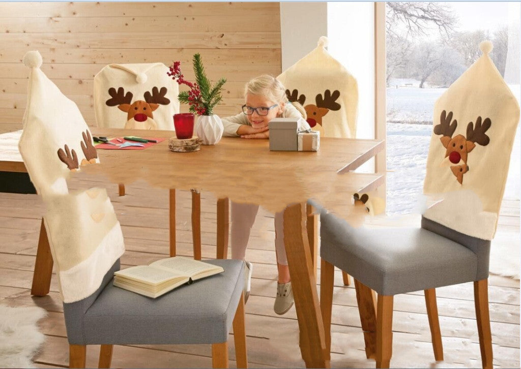 Creative Fabric Christmas Elk Chair Cover Decoration