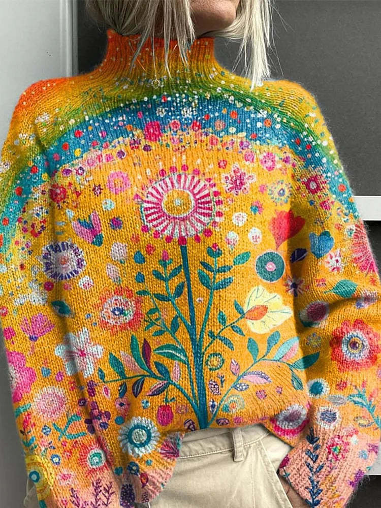 Women's Woolen Sweater Fashion High Collar Sweater