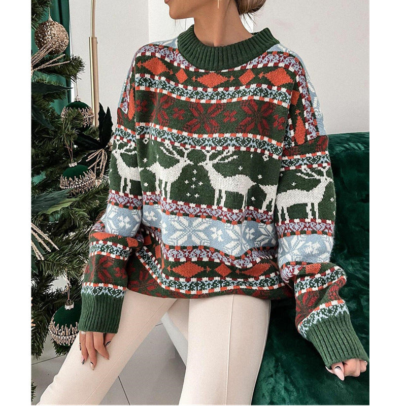 Women's Round Neck Loose Christmas Sweater
